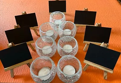 Wedding Table Numbers & Glass Candle Holder & Candle • £10