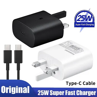 Genuine 25W Super Fast Charger Adapter Plug & Cable For Samsung Galaxy Phones UK • £8.39