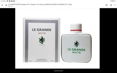 $13.99 • Buy LE GRANDE WHITE Eau De Toilette Men's Cologne 3.4 Oz Perfume Impression