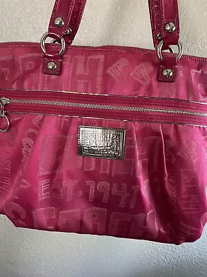 Coach Poppy Storypatch Bella Graffiti Glam Pink Large Bucket Tote Purse 15301 • $70