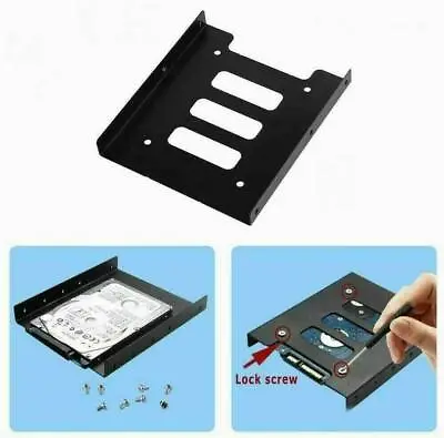 2.5 To 3.5 Inch SSD HDD Metal Hard Drive Mount Bracket Adapter Black Holder UK • £4.14