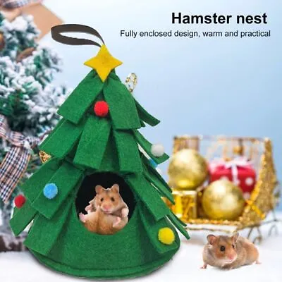 Soft Christmas Tree Guinea Pig Cozy Hideout Hamster House Cave Bed Pet Tent • £5.24