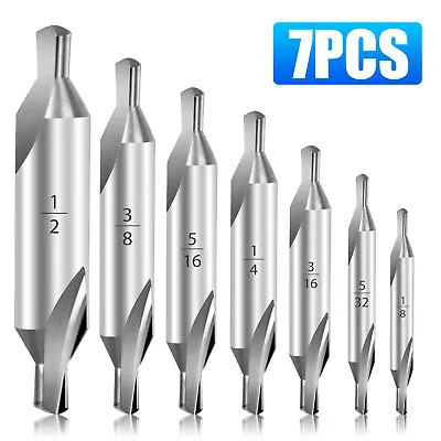 7pcs 1/2 5/32 1/4 1/8 3/8 3/16 5/16 HSS Countersink Center Drill Bits Set Tool • $11.98