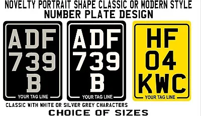 METAL PLATE Classic Or Modern PORTRAIT 3 LINE Aluminium Number Plates Motorcycle • £6.99
