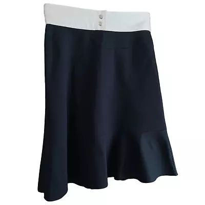 M MISSONI Flared Skirt Size US 6/IT 42 A-line Black Knit Cream Satin Waistband  • $74.99