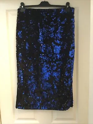 Marks & Spencer M&S Collection Blue Sequin Skirt Size 14 • £13