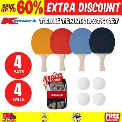$29.99 • Buy 4 Player Table Tennis/Ping Pong Set 4 Racquet Bats 4 Balls With Storage Bag