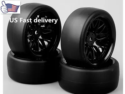 4Pcs Drift Tires&Wheels 12mm Hex For HPI HSP 1:10 RC On Road Racing Car Black • $13.79