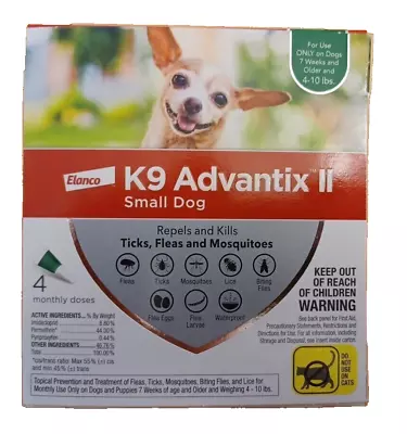 K9 Advantix II Flea Tick Medicine Small Size Dog 4 Month Supply Pack K-9 4-10 • $49.99