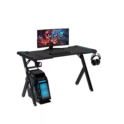 $167.95 • Buy Ekkio RGB Gaming Desk With Ergonomic Design Y Shape Black 140cm Black