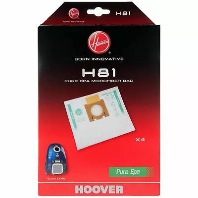 GENUINE HOOVER Vacuum Cleaner Bags H81 Pure EPA  Microfibre TELIOS EXTRA X 4 NEW • £11.53