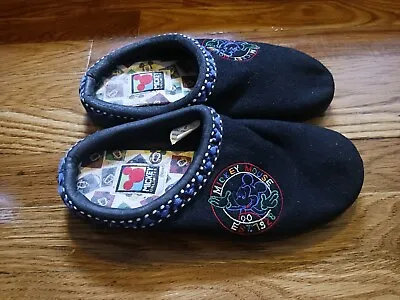 Vtg Women Sz 8 Mickey Mouse Unlimited Disney Mule Shoes Black Felt Slipper Clogs • £35.68