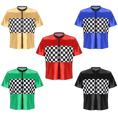 Kids Boys Girls Race Car Driver Costume Checkerboard Print Race Costume Unisex • $11.20