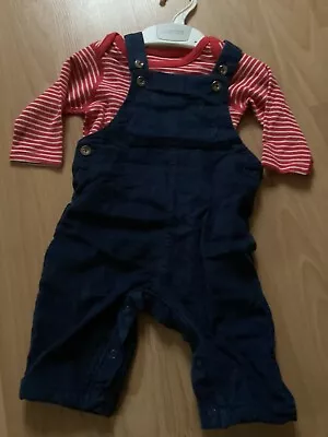 Baby Boys Girls Corduroy Dungaree With Red T Shirt Bodysuit Playsuit Outfit • £9.99