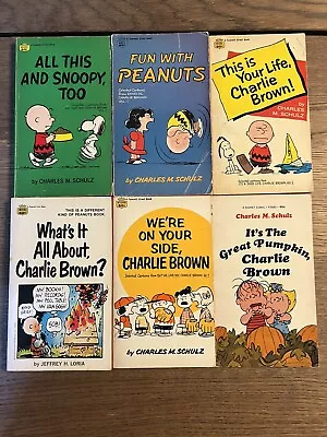 Lot Of 6 Charlie Brown Vintage Books Peanuts Snoopy Comics Schulz • $14.95