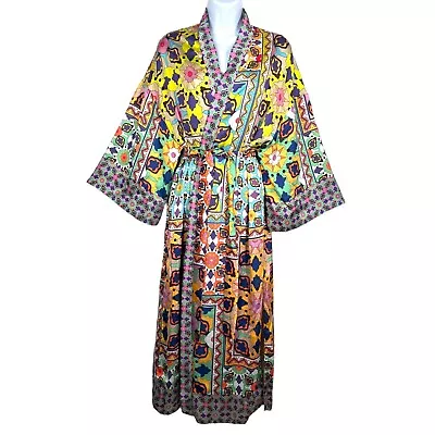 Zara Multi Color Boho Floral Print Kimono Robe Maxi Sz XS • $64.99