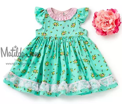 Girls Matilda Jane Platinum Green Floral Aria Melsa Dress Size 8 NWOT (1/8) • $48.95