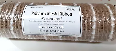 POM POM White & Jute Polypro Mesh Ribbon Hobby Lobby #15599509 Sealed 10 X10Yds • $7.34