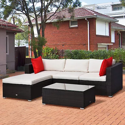 5PC Rattan Wicker Sofa Set Outdoor Patio Garden Sectional Furniture Cushioned • $359.99