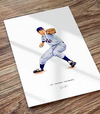 Tom Seaver V2 New York Mets 1969 Baseball Illustrated Print Poster Art • $19