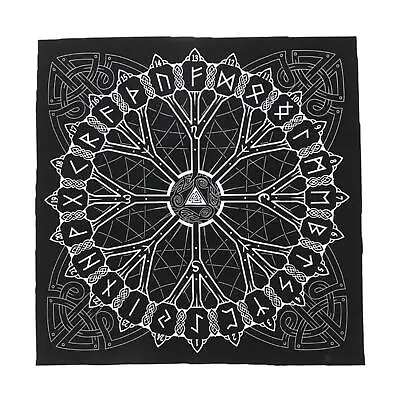 Black Rune Casting Norse Viking Astrology Altar Tarot Card Cloth Tablecloth • £7.45