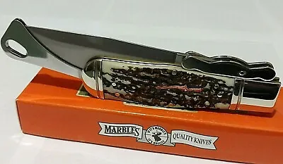 Stag Hunting Bowie Pocket Knife W/ Custom Rifle Shield Lockback ! • $10