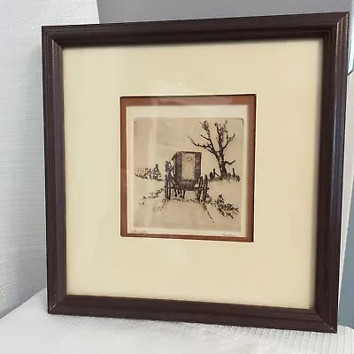 The Caller Ed Gifford Etchings Hand Pulled Print Signed Primitive Country Ohio • $30.60