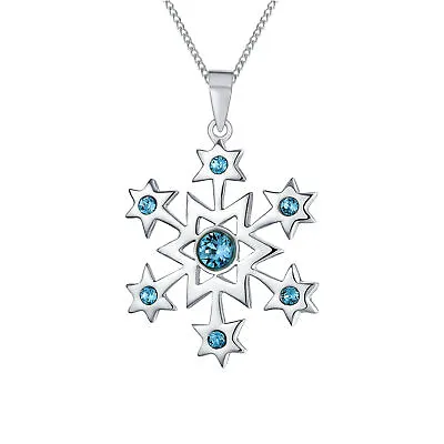 Holiday Jewelry Set Blue  CZ Snowflake  Earrings Pendant Necklace Brooch Pin • $44.99