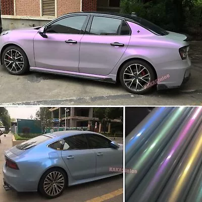 $356.99 • Buy Stretch Car Grey Metal Chameleon Satin Chrome Vinyl Wrap Pearl Glossy Sticker US