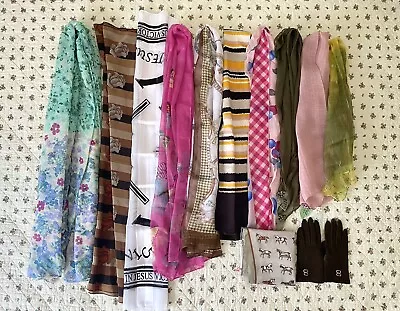 Lot Of 12 Women’s Neck Scarf Scarves Wrap Silk Gloves • $24