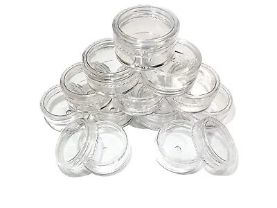 12 Small Clear Round Travel Sample Jar Pots 5ml Empty Plastic Cosmetic Jars • £2.99