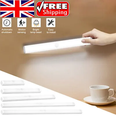 Motion Sensor Under Cabinet Lights LED Light Kitchen Cupboard Shelf Counter Lamp • £6.30