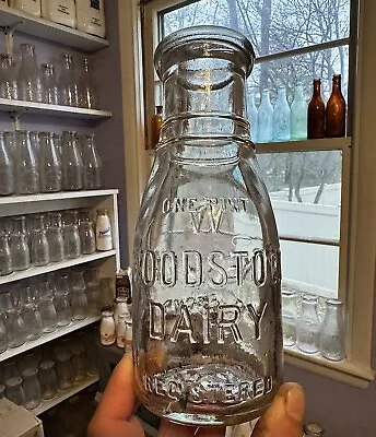 Pt Milk Bottle Woodstock Dairy Weaver 46 E Ostend St Baltimore MD Emb Rare Early • $58.49