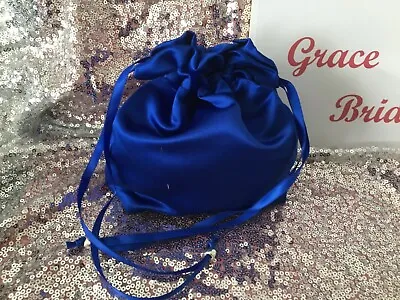 £5.99 • Buy ROYAL BLUE SATIN DOLLY BAG BRIDAL BRIDESMAID FLOWER GIRL  **free Swatches**