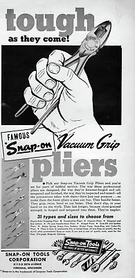 $14.95 • Buy 1951 Snap-On Tools Vacuum Grip Pliers Original Print Ad