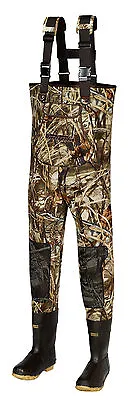 4mm Titanium MAX-4 Camo Fishing/Hunting Neoprene Wader Lug Boots Sz 12 Regular  • $149.95