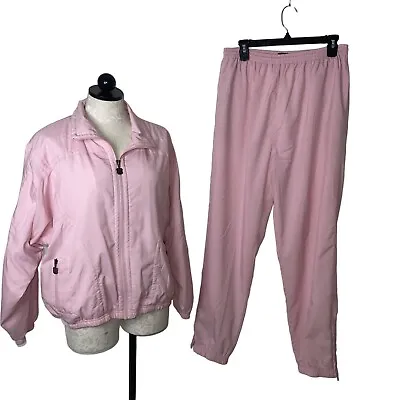 Kaelin Vintage 90s Two Piece Jacket Joggers Tracksuit Size Large Pink Athleisure • $107.85