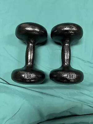 2-20lb Vintage Dumbbells Bun Head - Round Head Iron Dumbbell Weights 40lbs Total • $39
