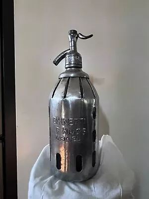 Vintage 1940s Argentina Gajos Seltzer Bottle Glass Metal 1 Liter • $0.99
