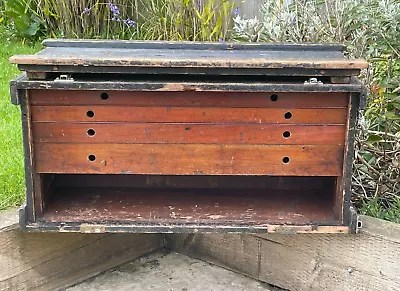 Vintage Large Wooden Engineers Tool Chest Carpenters Tool Box Restoration • $93.24