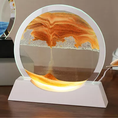 Moving Sand Art Picture Round Glass Quicksand Painting 3D Deep Sea Sandscape UK • £11.89