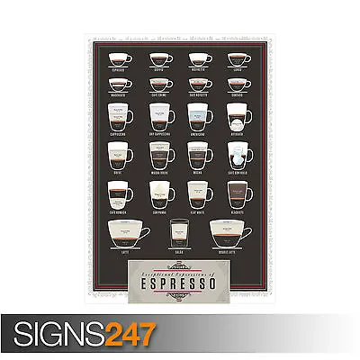 ESPRESSO COFFEE CHART (1260) Photo Picture Poster Print Art A0 A1 A2 A3 A4 • £8.95