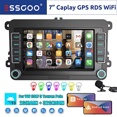7  Android 13 Carplay Stereo Radio GPS 2+32G For VW Golf MK5 MK6 Polo Jetta T5 • $109.39