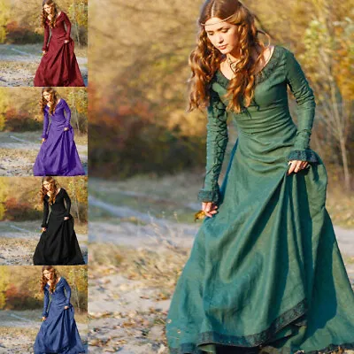 Vintage New Medieval Long Dress Renaissance Princess Dress Cosplay Costume • $17.39