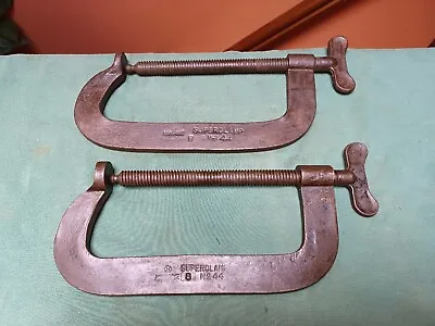 Two Vintage Cincinnati Tool Co USA Hargrave 8  Super C Clamps No 44 • $19.95