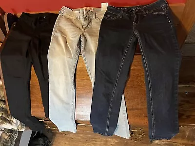 4 PAIRS Justice/Abercrombie Fitch Girls Jeans Slim Fit Size 10-12 • $12.99