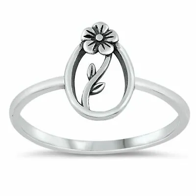 .925 Sterling Silver Ring Flower Midi Knuckle Plumeria Ladies Size 4-10 New • $13.13