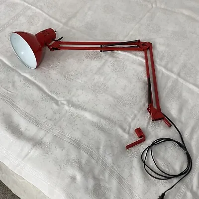 Vintage Swing Arm Extending Drafting Desk Lamp Light Painted CHERRY RED • $49.99