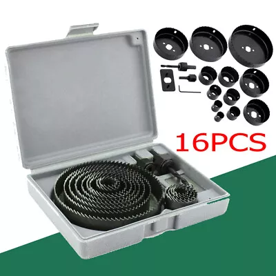 16pcs Hole Saw Cutter Set 19-127mm Round/Circular Drill Cutting Kit Case Tool • £8.97