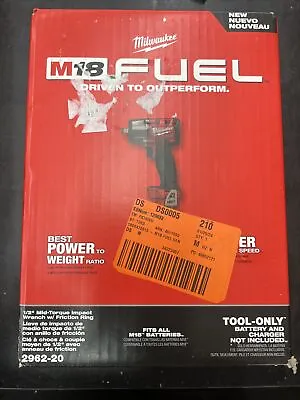 Milwaukee 2962-20 M18 Fuel 1/2  Mid-Torque Impact Wrench W/ Friction Ring New • $163.60